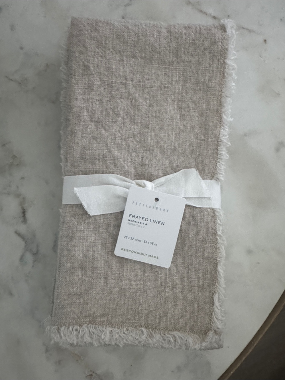 Pottery Barn Frayed Linen Napkins in Natural
